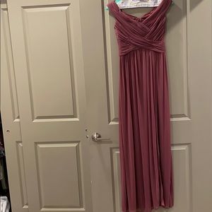 David’s Bridal Mauve Off-the-Shoulder Dress Size 8